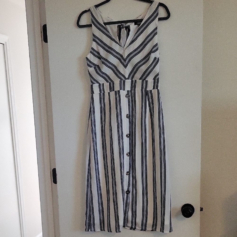 Striped Navy and White Sleeveless Dress